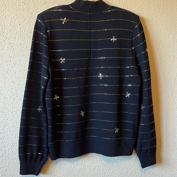 St. John Evening Sweater with Gold, Silver, and Crystal Accents - Picture 2 of 8